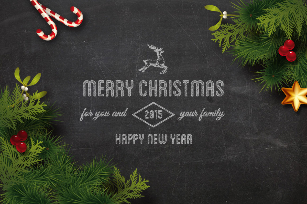 Christmas Chalk Badges + Background, an Illustration by Imagination Area (Photo 4 of 5)
