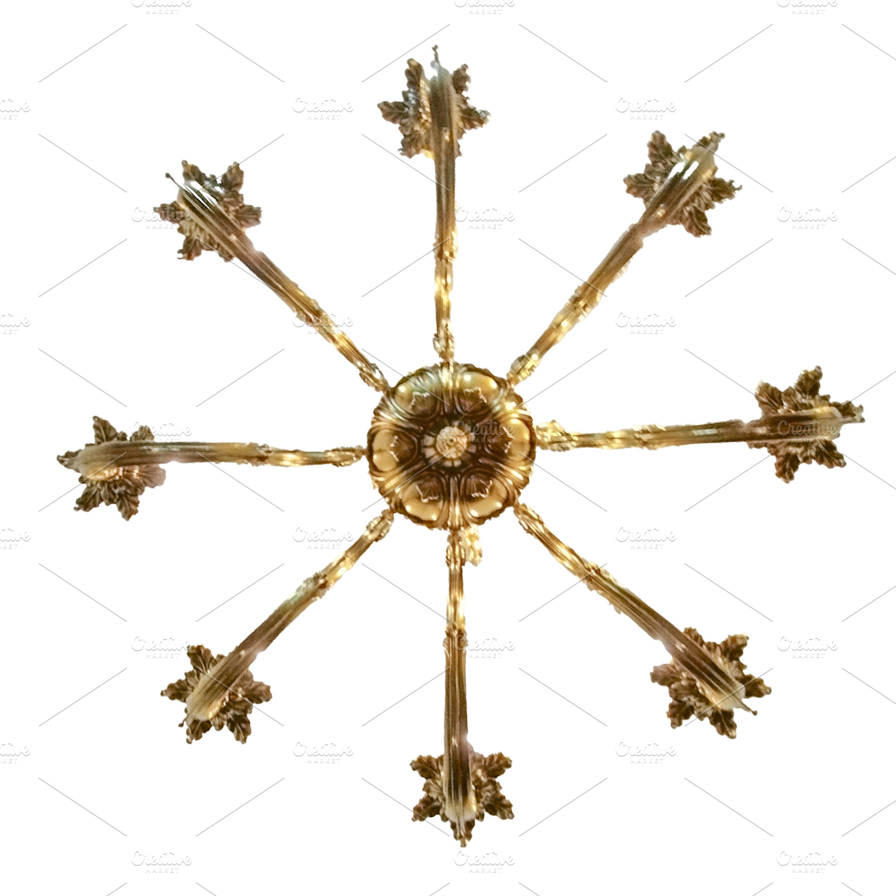Golden ceiling chandelier with star-shaped arms, an Arts & Entertainment Photo by DanFLCreativo