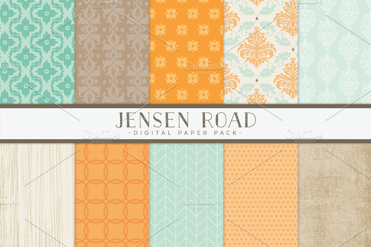Aqua and Orange Digital Papers