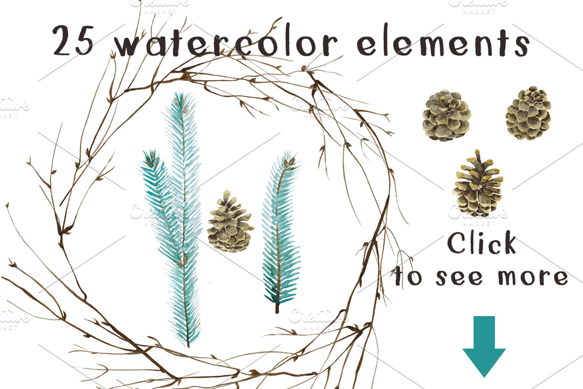 Winter Forest Watercolor Set, a Decorative Illustration by WBS Design (Photo 5 of 6)