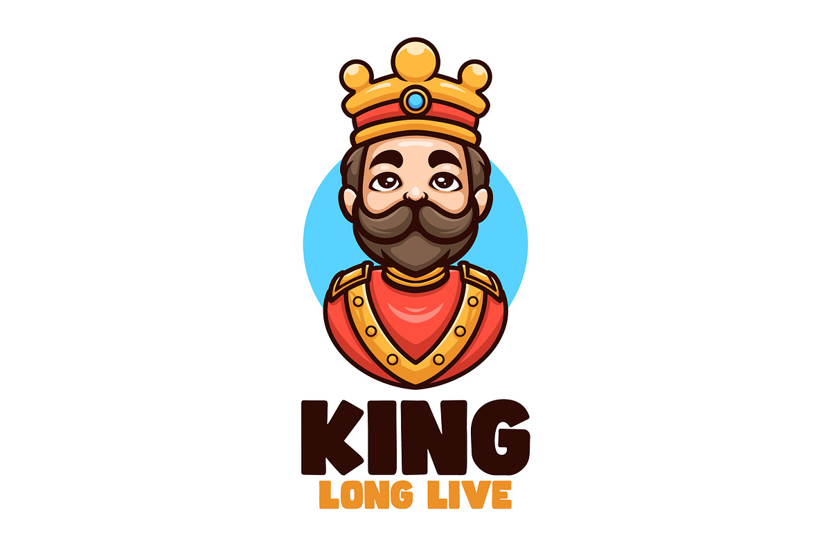 King Long Live Cartoon Mascot Logo, a Branding & Logo Template by Gumrega Studio