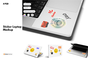 Sticker Mockup on Laptop, a Wearable Device Mockup by DSNA Mockup