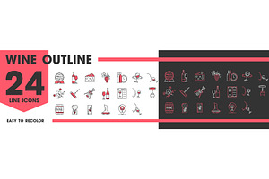 Wine outline icons, winery, a Food Illustration by Vector Tradition