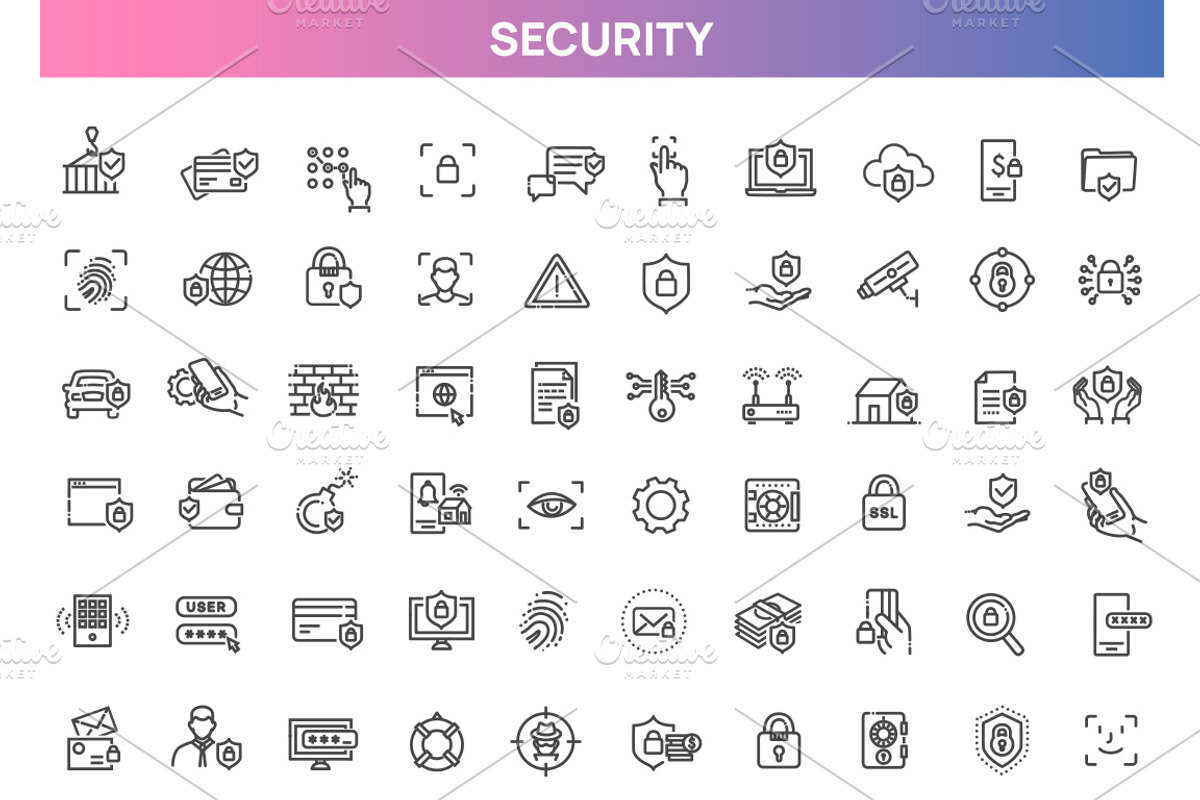 Security Web Icons, an Outline Icon by Tettygreen (Photo 1 of 2)