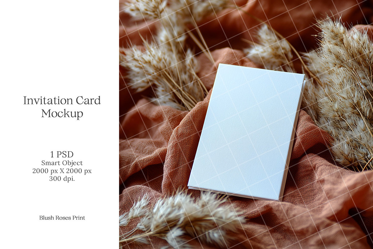 Boho 5x7 Invitation card mockup PSD, an Advertising Mockup by Blush Roses Print (Photo 1 of 7)