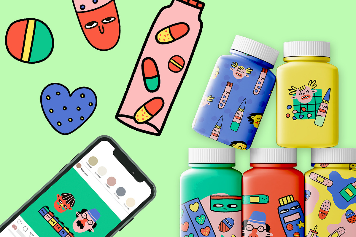 bizarre crazy medical stickers, a Graphic by okchizh (Photo 5 of 7)