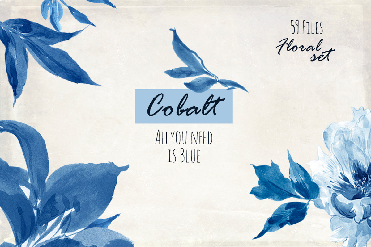 Cobalt Blue. Floral set, an Illustration by Irina Dolgikh (Photo 1 of 9)