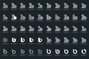 set of letter B logo design vector