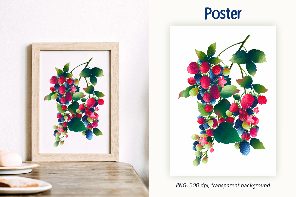 Blackberry fruits and leaves clipart, a Food Illustration by Harmony Draws (Photo 6 of 6)