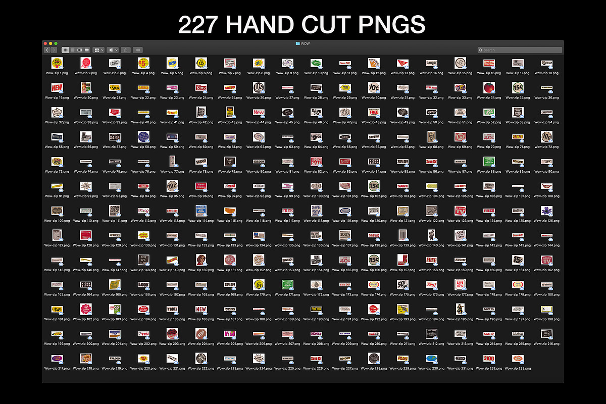 WOW.zip - 250+ Vintage Sticker PNGS, a Graphic by BLKMARKET© (Photo 2 of 4)