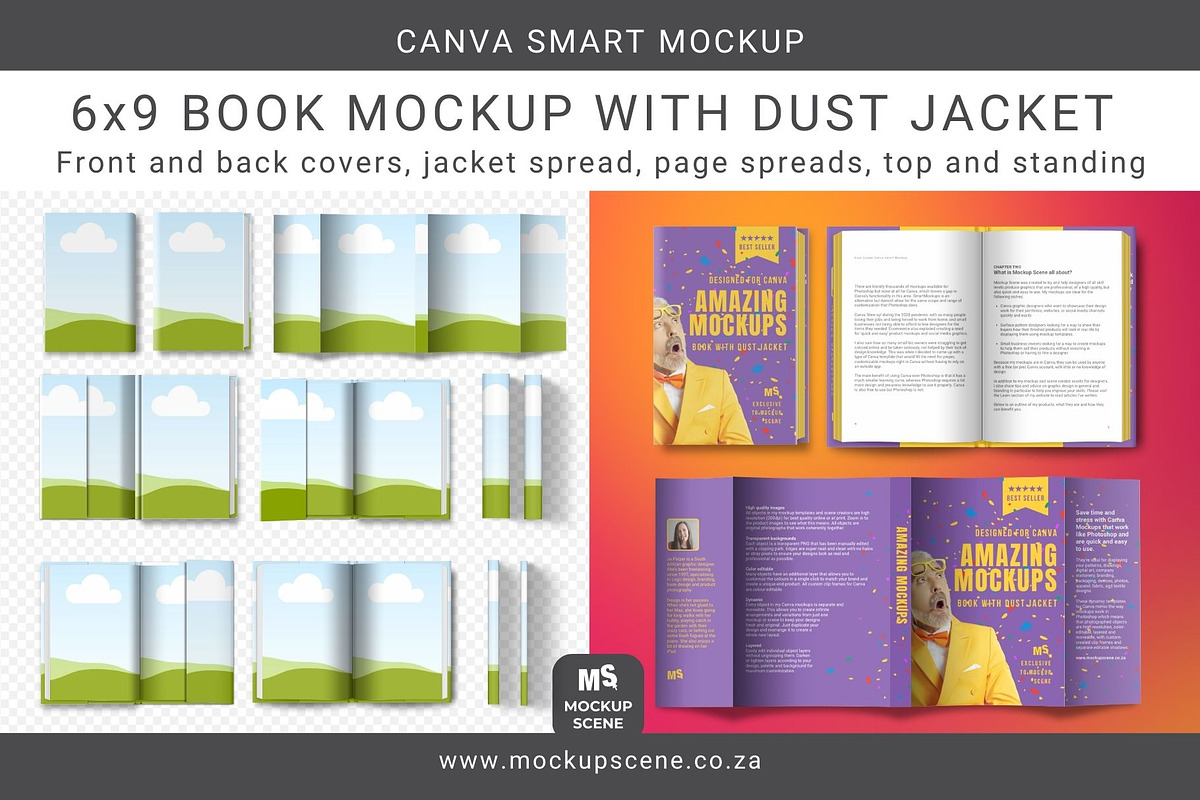 Book with Dust Jacket Canva Mockup, a Books & Magazine Mockup by Mockup Scene (Photo 1 of 13)