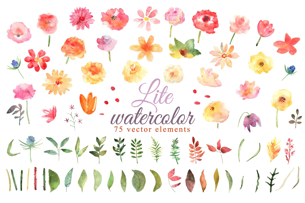 Watercolor lite flowers. EPS 10, a Background Graphic by Julycolor (Photo 2 of 11)