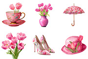 Pink Chinoiserie Spring Tulips Clipa, an Illustration by DreamArtGraphic (Thumbnail 3 of 4)