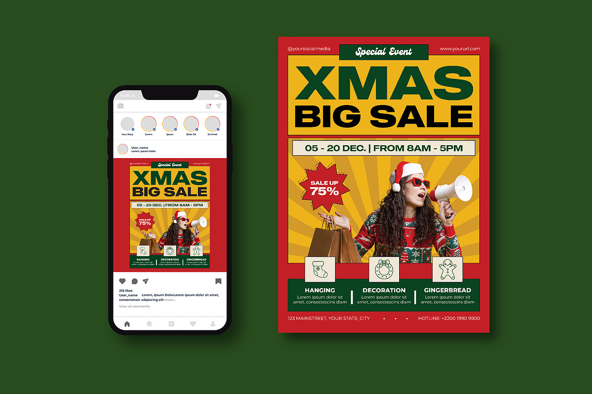 Christmas Sale Flyer, a Flyer Template by iDoodle Studio