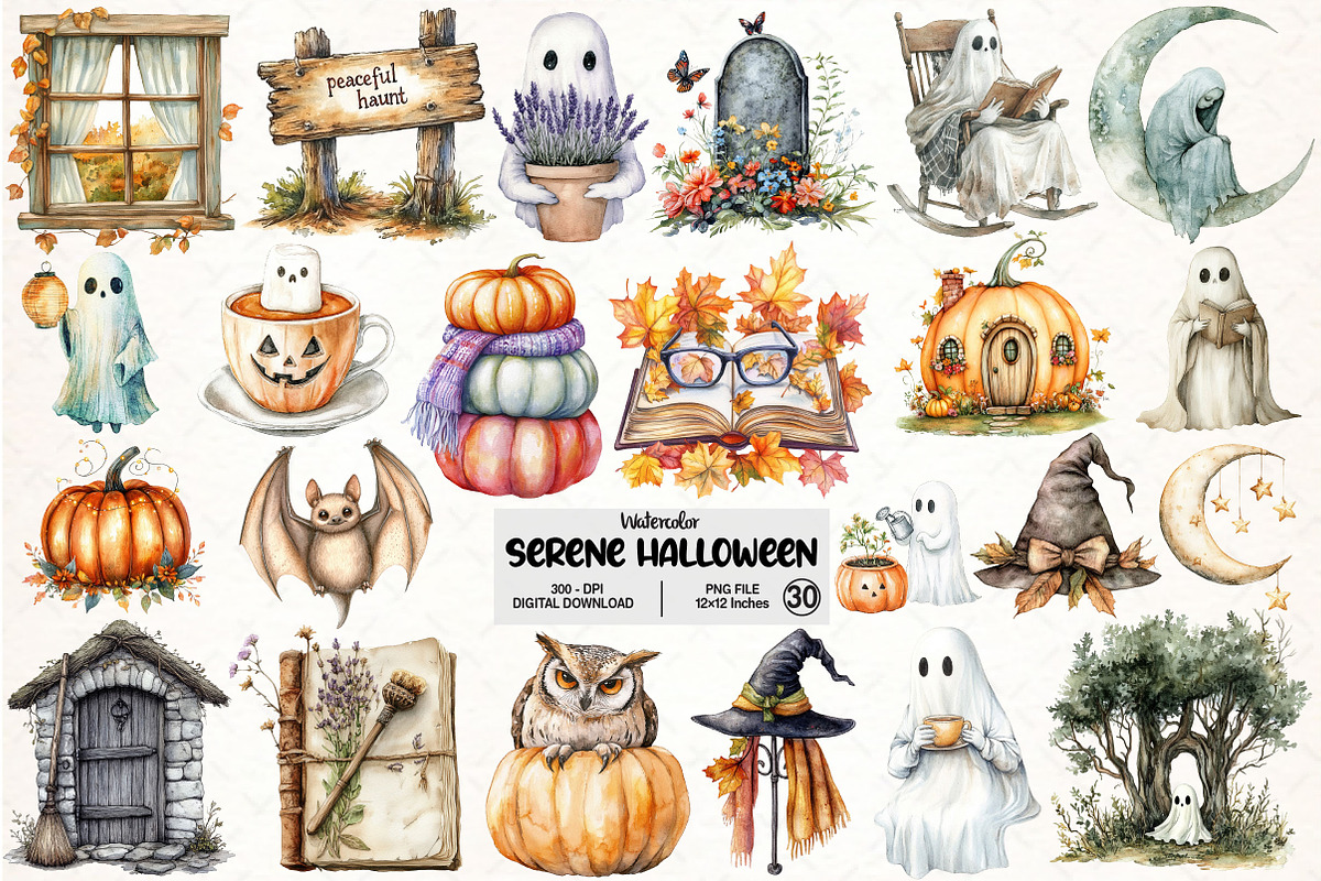 Serene Halloween Day Clipart, an Illustration by Pixels.Craft (Photo 1 of 7)