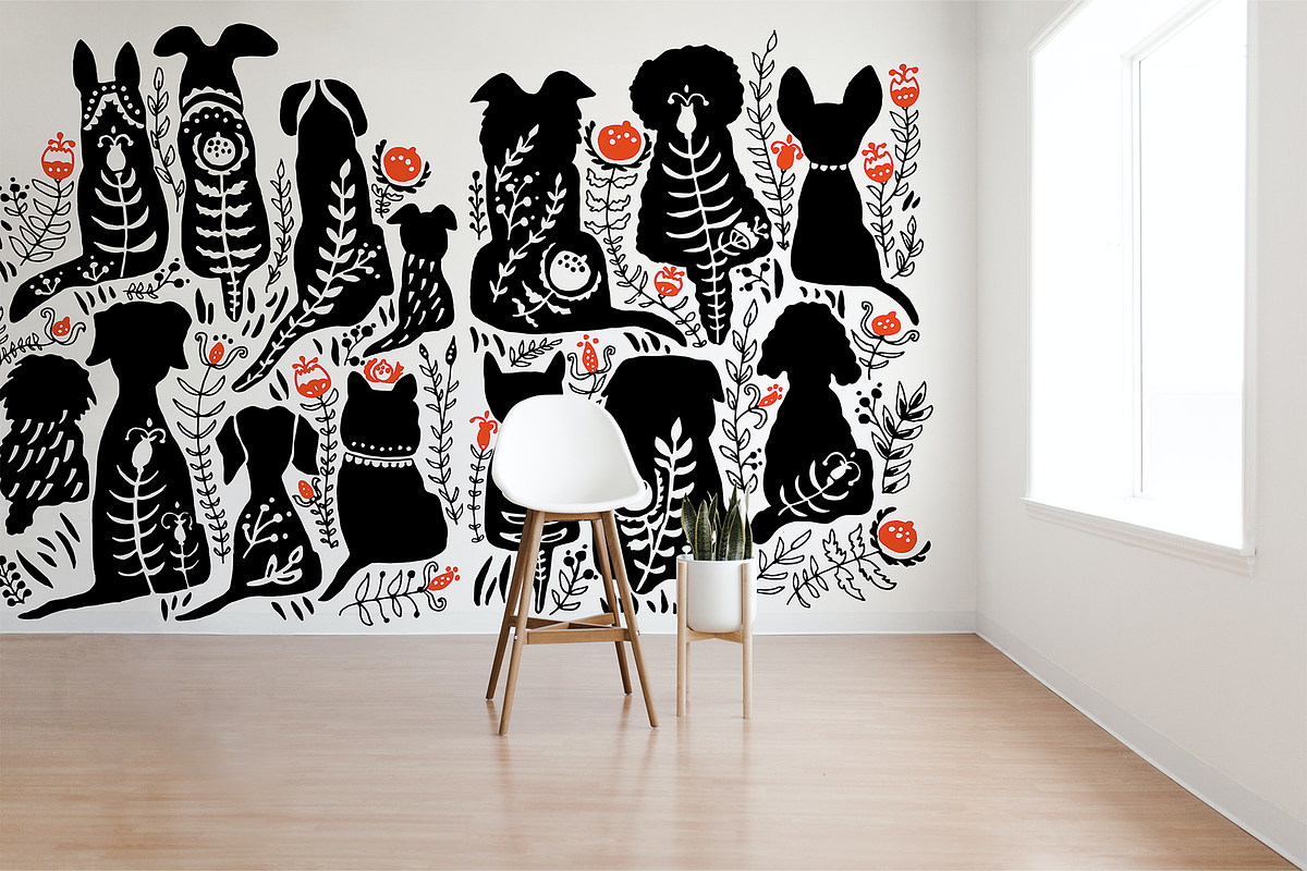 Herd of Dogs Folk Art, a Pattern Graphic by Arie Clares (Photo 4 of 12)