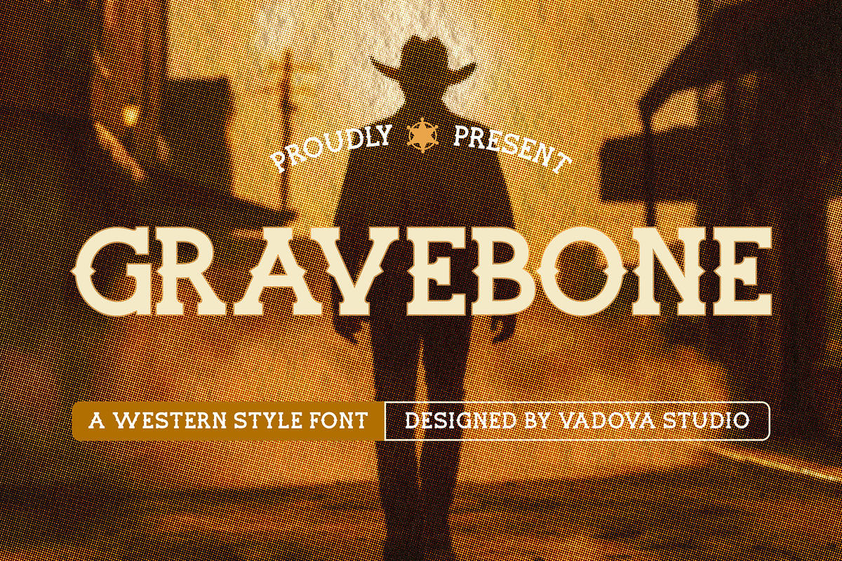 Gravebone Western Style Font, a Sans Serif Font by Vadovastd (Photo 1 of 7)