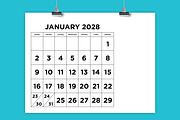 2028 Large Number 8.5x11 Calendar, a Stationery Template by Running With Foxes (Thumbnail 1 of 5)