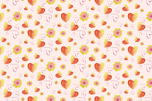 Watercolor Hearts Pattern