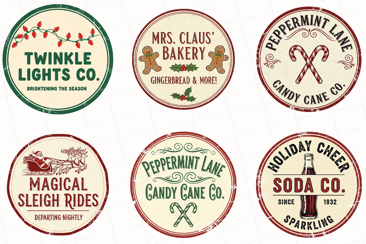 Vintage Christmas Signs Sublimation, an Illustration by OK Design (Photo 3 of 5)