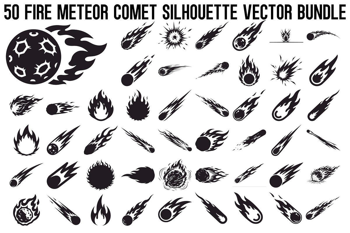 Fire Meteor Comet Silhouette Bundle, an Illustration by Designs_River (Photo 1 of 51)