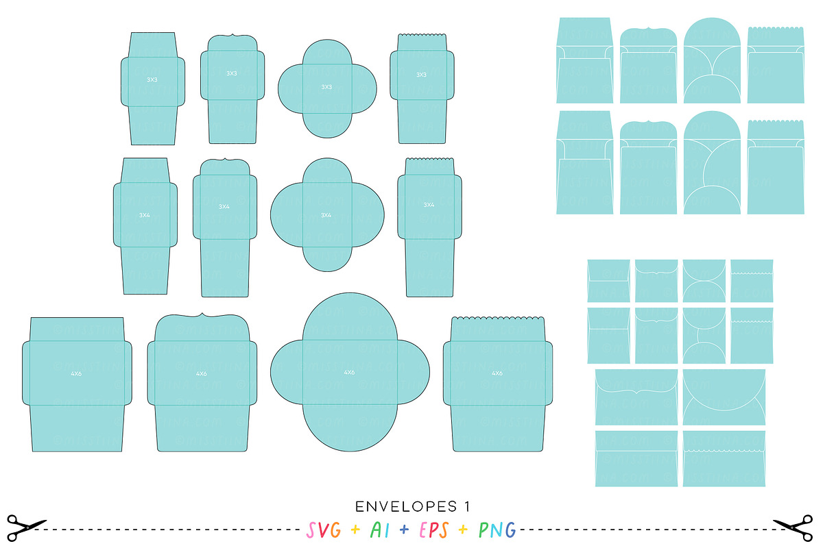 Envelopes Bundle SVG Cutting Files, an Invitation Template by Miss Tiina (Photo 2 of 11)