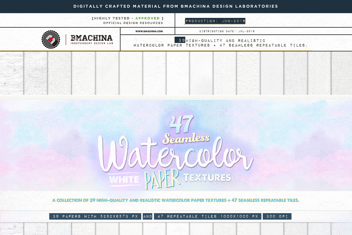 Seamless Watercolor Paper Textures, a Texture Graphic by BMACHINA Labs. (Photo 1 of 5)