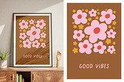 Retro hippie floral card designs set, a Decorative Illustration by Good Studio (Thumbnail 4 of 5)