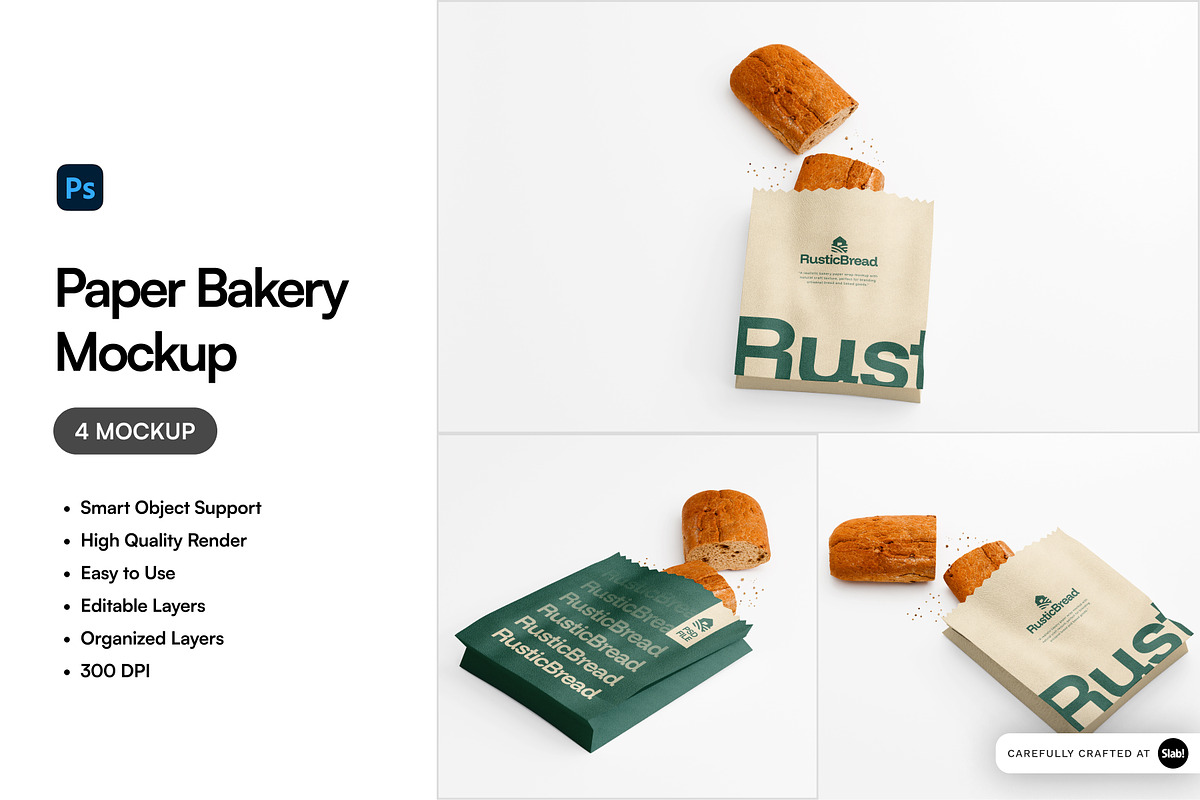 Paper Bakery Mockup, a Packaging Mockup by SLAB! Design (Photo 1 of 6)