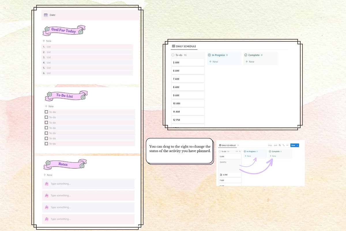 Aeshetic Notion Planner Template, a Templates & Theme by DaisyStudio (Photo 5 of 9)