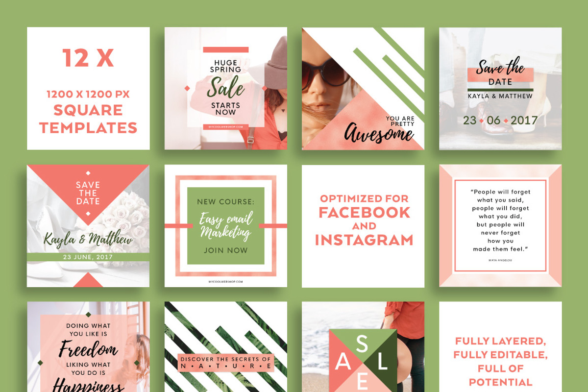 Coral & Moss INSTAGRAM BANNER Pack, a Social Media Template by Andimaginary Creative Co. (Photo 3 of 8)