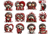 Whimsical Valentine Hedgehog Clipart, an Illustration by DreamArtGraphic (Thumbnail 2 of 4)