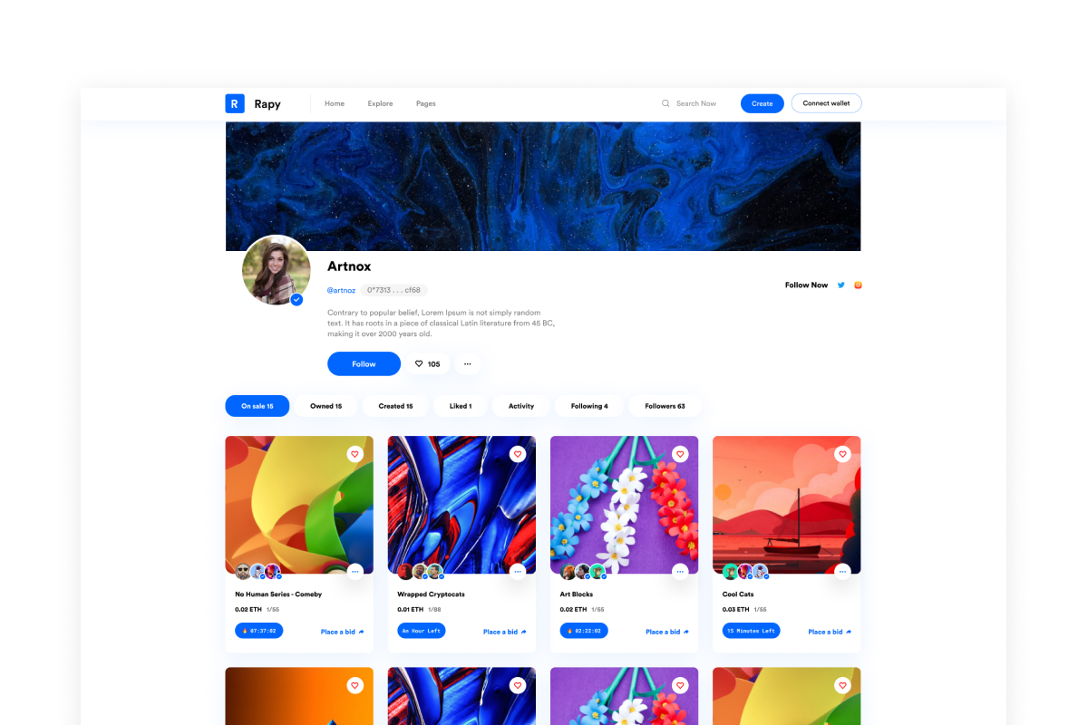 NFT's Author Pages UI KIT, an UI Kit Template by ArtGalaxy (Photo 4 of 4)