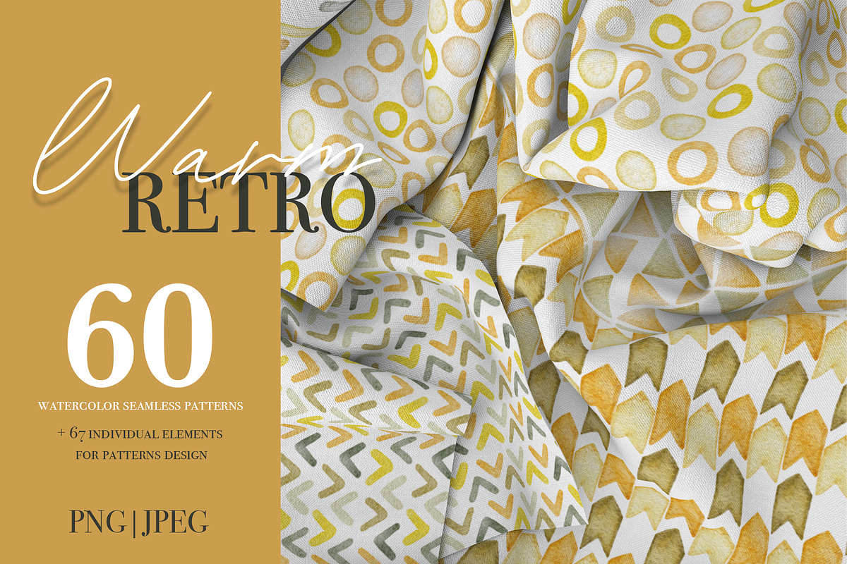 60 Retro Watercolor Patterns, a Pattern Graphic by ArtPavo (Photo 1 of 13)