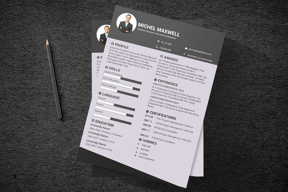 Clean Resume/CV design Template, a Resume Template by designvillage (Photo 11 of 13)