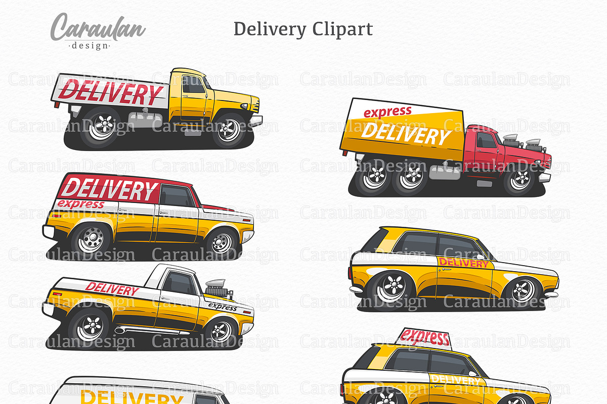 Delivery Vehicles Clipart, a Transportation Illustration by Serghei Caraulan (Photo 3 of 4)