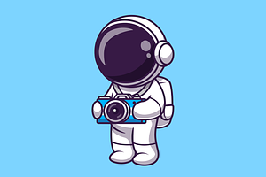 Cute Astronaut With Camera Cartoon