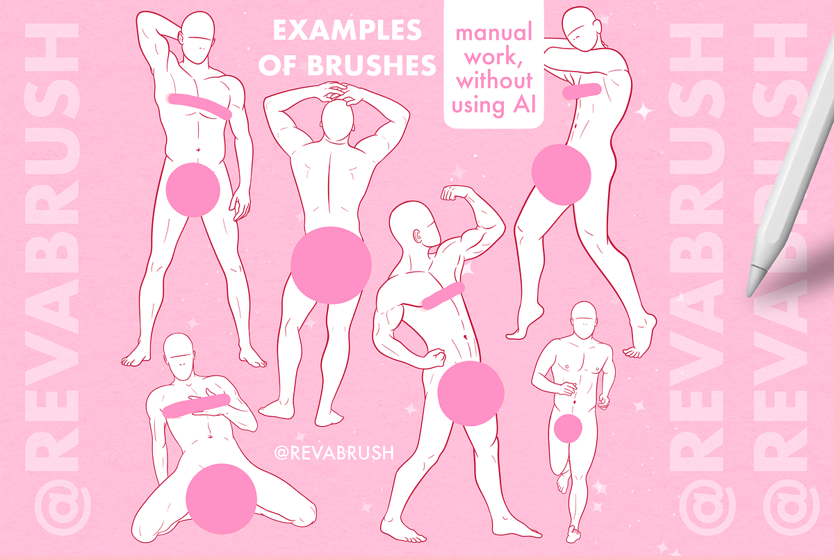 Procreate Male Mature Pose brushes, a Brush Add-On by Revabrush (Photo 2 of 6)