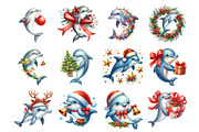 Dolphin Christmas Clipart, an Illustration by Design Market (Thumbnail 2 of 3)