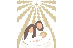 Christmas nativity scene of baby, an Illustration by Toltemara