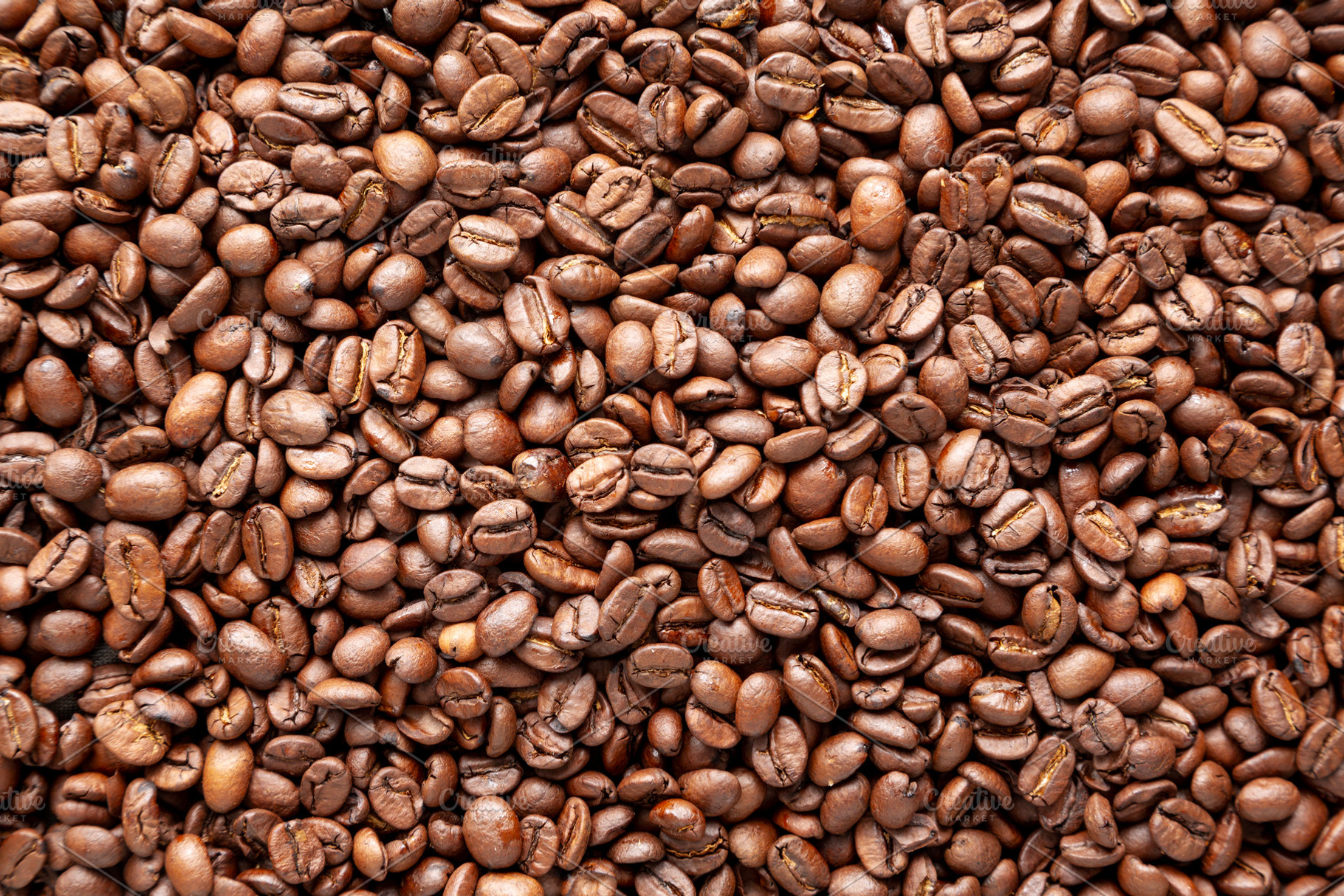 Organic Roasted Coffee Beans, top view., a Food & Drink Photo by LiudmylaChuhunova