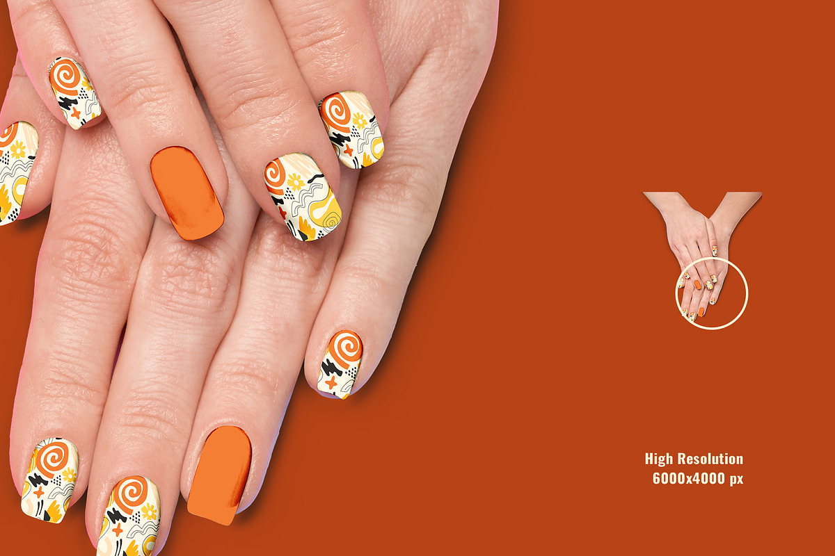 Square Gel Nail Art Mockup Set, a Product Mockup by Designertale (Photo 4 of 6)