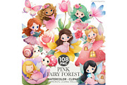 Watercolor Pink Fairy Clipart Bundle, an Illustration by CharmClipart (Thumbnail 1 of 9)