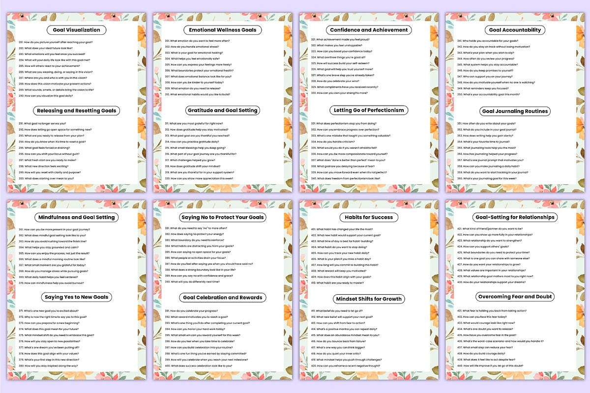 500+ Goal Setting Journal Prompts, a Stationery Template by Mustafiz (Photo 4 of 5)