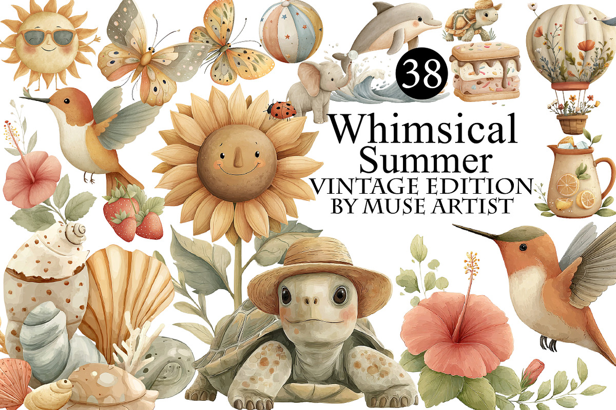 Whimsical Summer Clipart Bundles, an Illustration by DreamArtGraphic (Photo 1 of 7)