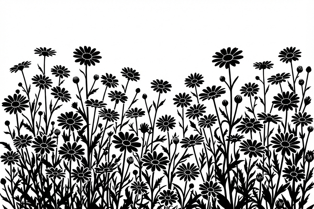 60 Daisy Flower Field Silhouette, a Seasonal Illustration by Amazin_art (Photo 29 of 35)