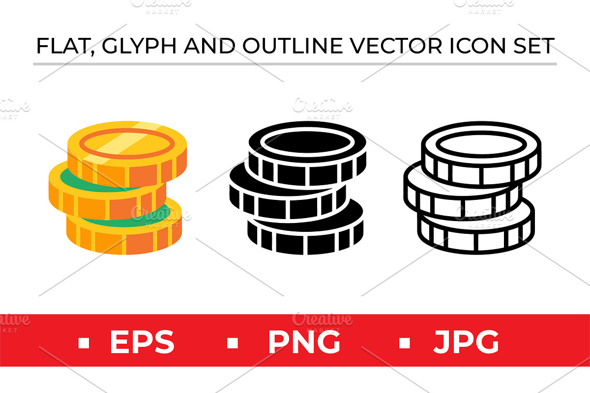 Flat Glyph Outline Stacked Coins, an Outline Icon by Artonix (Photo 1 of 2)
