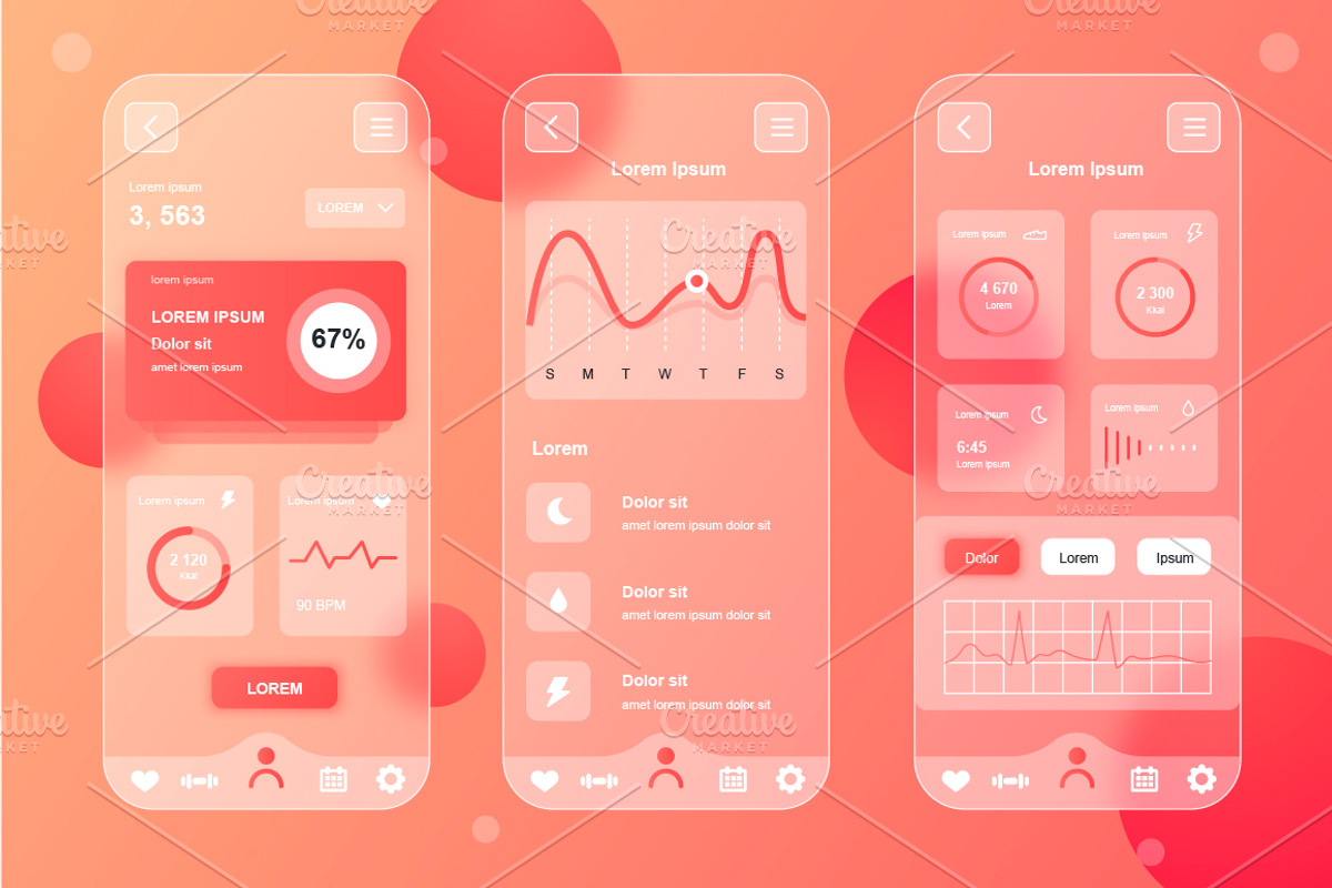 Glassmorphic Mobile App UI Kit, an UI Kit Template by alexdndz
