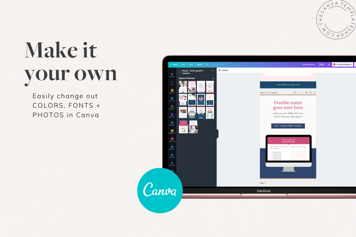 Alyssa Blog/Pinterest Canva Template, a Websites & App Template by The Canva Template Shop (Photo 2 of 7)