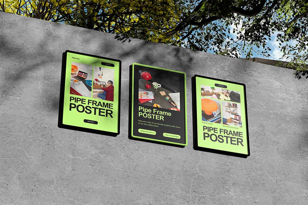 Pipe frame Poster Mockup, an Advertising Mockup by HanaSaka_Studio (Photo 4 of 5)